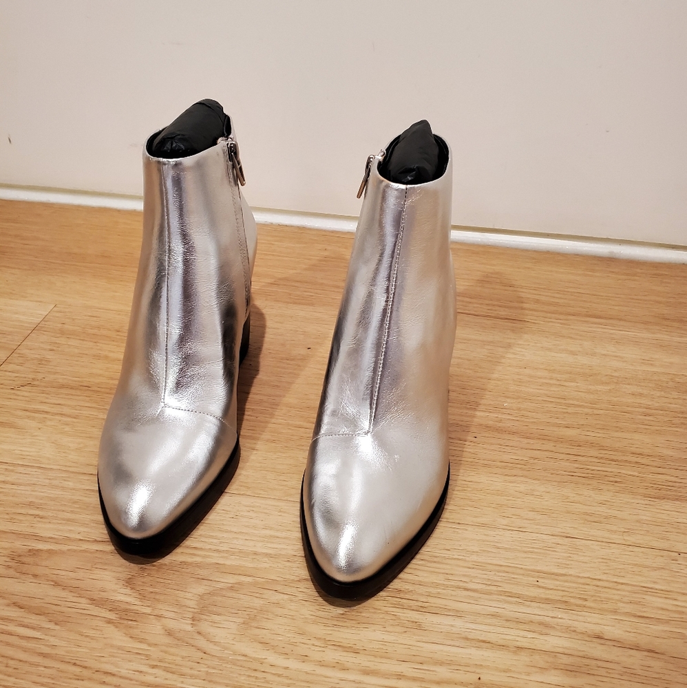 Alexander wang  ankle bootie in silver